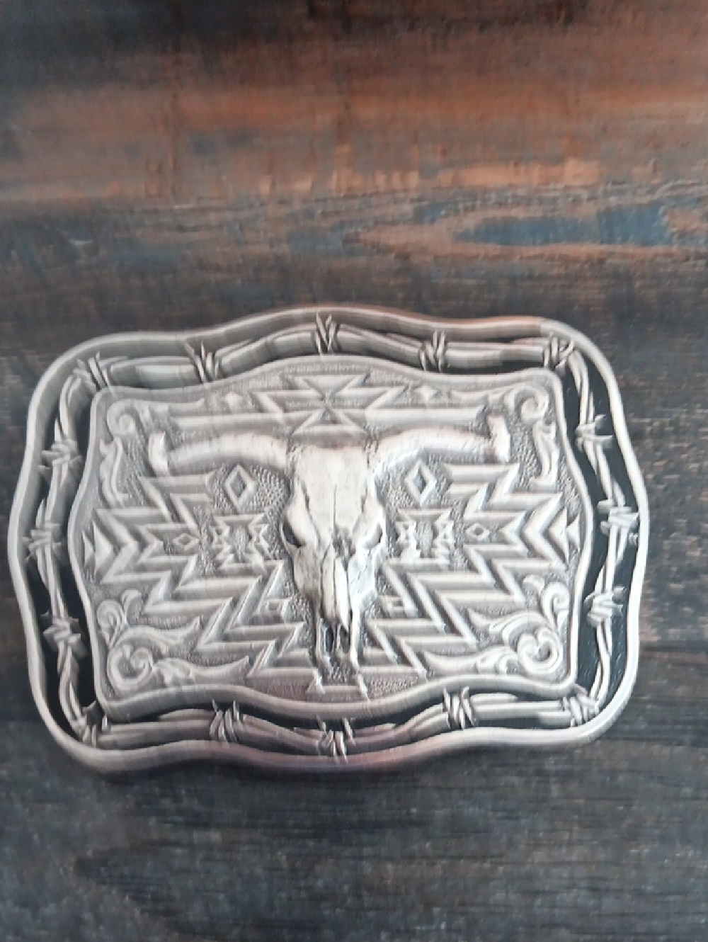 Western Longhorn Decorative Belt Buckle - Silver